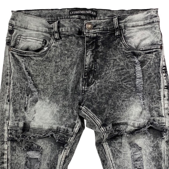 LV Premium Jean Destroyed Distressed Jeans - Picture 3 of 7